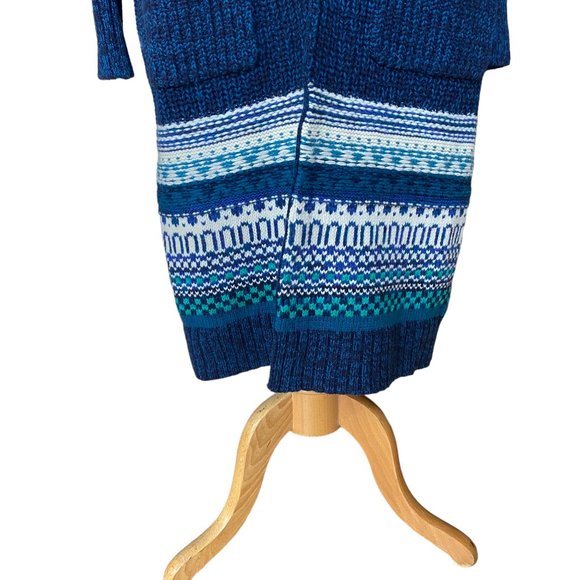GAP Fair Isle Patchwork Cardigan Colorblock Long Duster Chunky Granny Artsy -M - Picture 4 of 16